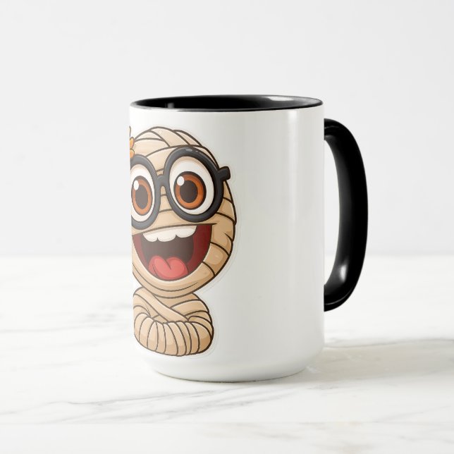 Lustige Mumien-Sticker Tasse (VorderseiteRechts)