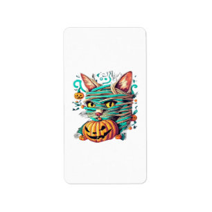 Lustige Mumienkatze Halloween Adressaufkleber
