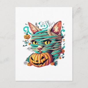 Lustige Mumienkatze Halloween Begleitkarte