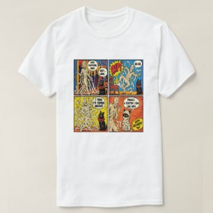 Lustige Mumienkatze-Kostüm-Comicstrip T-Shirt