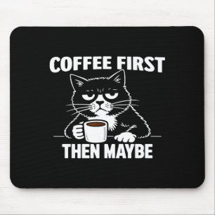 Lustige mürrische introvertierte Katze Kaffee zuer Mousepad