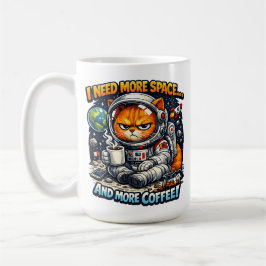 Lustige mürrische Katze, braucht mehr Platz und me Kaffeetasse