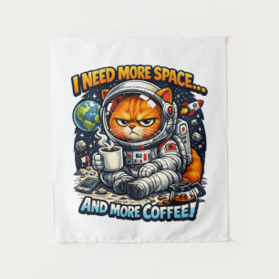 Lustige mürrische Katze, braucht mehr Platz und me Wandteppich