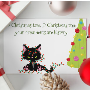 Lustige mürrische Katze O Tannenbaum Feiertagskarte