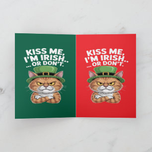 Lustige mürrische Katze St. Patrick's Day "Küss mi Karte