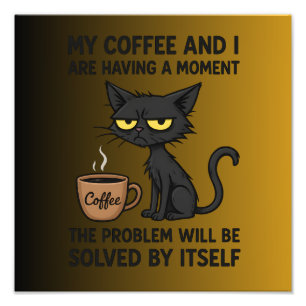 Lustige mürrische Katzen-Coffee Cartoon Humor Ka Fotodruck