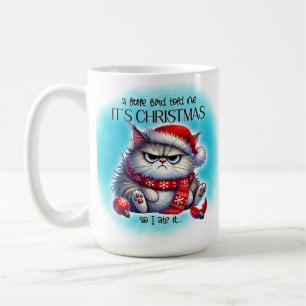 Lustige mürrische verrückte Katze Weihnachten Ka Kaffeetasse