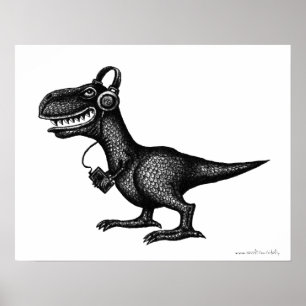 Lustige Musikdinosaurier-Stifttinte, die Poster