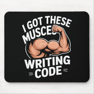 Lustige Muskeln schreiben Code, sagen Programmiere Mousepad