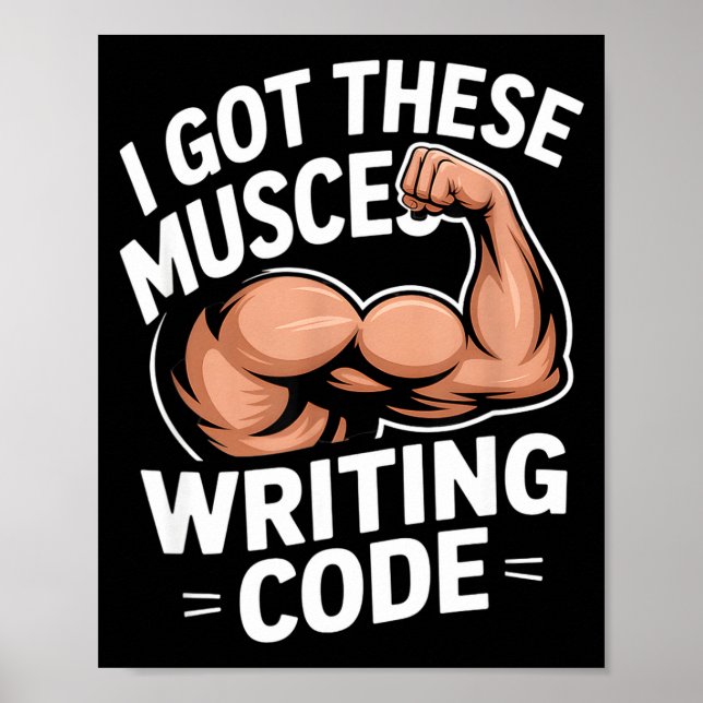 Lustige Muskeln schreiben Code und sagen Programmi Poster (Vorne)