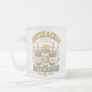 Lustige Mutter-Kaffee-Blumenillustration Mattglastasse