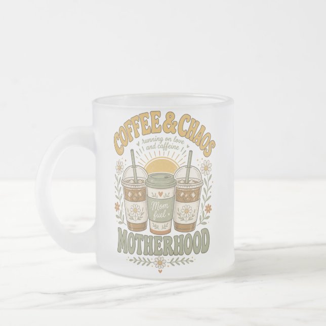 Lustige Mutter-Kaffee-Blumenillustration Mattglastasse (Links)