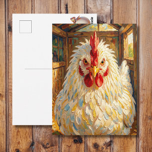 Lustige Nahaufnahme von Impasto-Huhn   Sagt Hallo Postkarte
