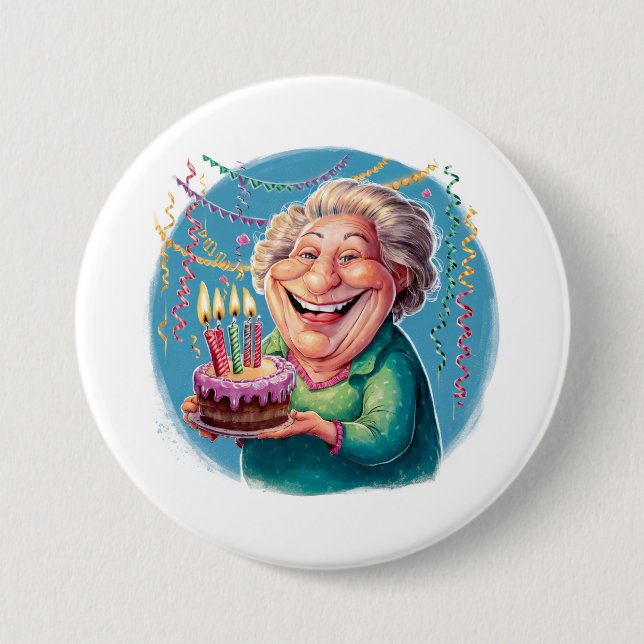 Lustige Nana-Geburtstagsfeier Button (Vorderseite)