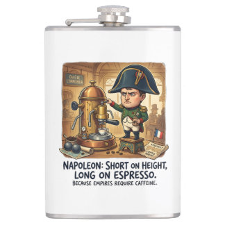 Lustige Napoleon-Kaffee-Karrikatur - Klein auf Höh Flachmann