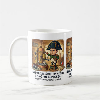 Lustige Napoleon-Kaffee-Karrikatur - Klein auf Höh Kaffeetasse