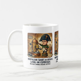 Lustige Napoleon-Kaffee-Karrikatur - Klein auf Höh Kaffeetasse