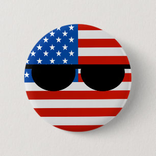 Lustige neigende Geeky USA Countryball Button