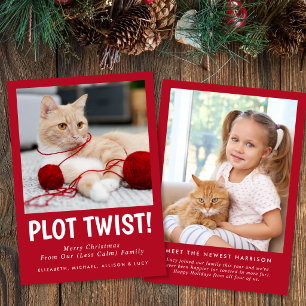Lustige neue Katzenfamilien-Foto-Weihnachtskarte Feiertagskarte