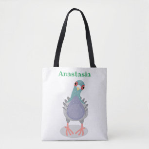 Lustige neugierige Tauben-Cartoon-Illustration Tasche