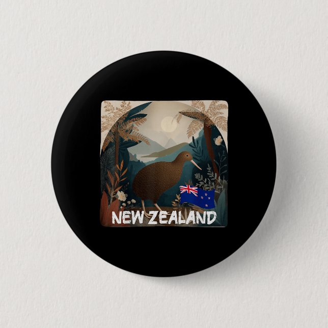 Lustige Neuseeland Kiwi-Tierkostüme Button (Vorderseite)