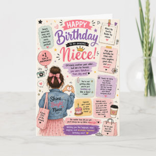 Lustige Nichte Geburtstagskarte Cute Pink Weiblich Karte