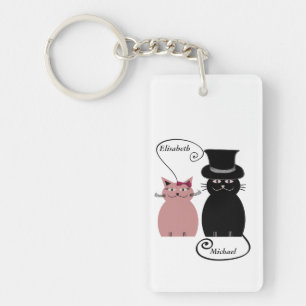 lustige niedliche Cartoon Katzen Liebe Paar person Schlüsselanhänger