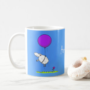 Lustige niedliche Cartoon-Schafe mit Luftballon-Ka Kaffeetasse