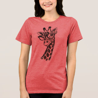 Lustige niedliche Giraffe mit Brille Damen Grafik Tri-Blend Shirt