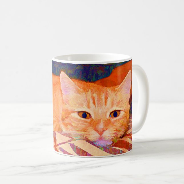 Lustige niedliche helle orange Tabby-Katze Kaffeetasse (VorderseiteRechts)