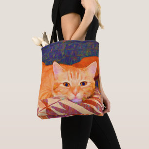 Lustige niedliche helle orange Tabby-Katze Tasche