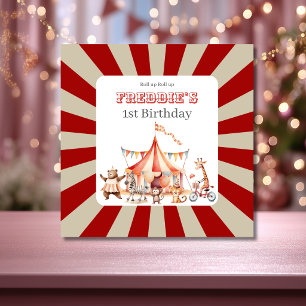 Lustige niedliche rote und weiße Zirkus-Kinder-Geb Karte