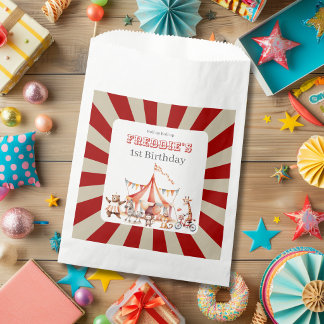 Lustige niedliche rote und weiße Zirkus-Kinderpart Geschenktütchen