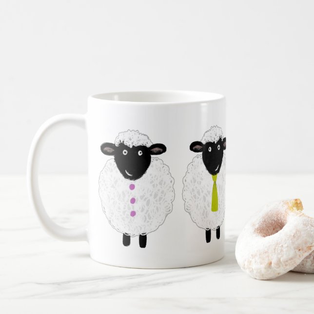 Lustige niedliche Schafe Kaffeetasse (Mit Donut)