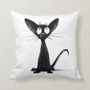 Lustige niedliche Schwarzweiss-Katzen-Kunst Kissen