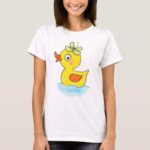 Lustige niedliche seltsame Ente mit Klee Hut Grafi T-Shirt