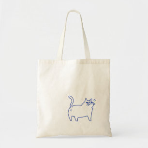 Lustige niedliche weiße Katzen-Doodle-Figur Tragetasche