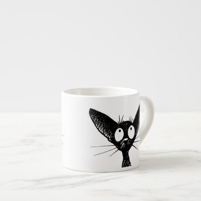 Lustige niedliche wenig schwarze Katzen-Kunst Espressotasse (Vorderseite Rechts)