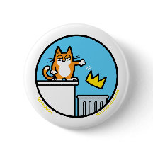 Lustige No Kings Cat Cartoon Buttons