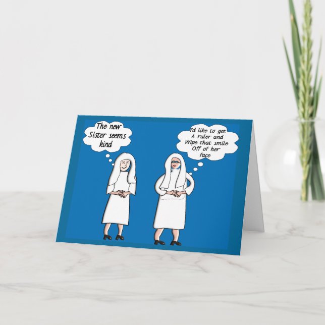Lustige Nonne kardiert "die guten u. schlechten Karte (Vorderseite)