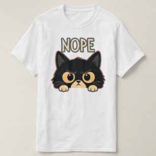 Lustige Nope spähende schwarze Katzenillustration T-Shirt