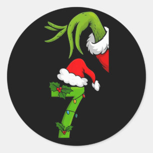 Lustige Nummer 7 Weihnachten 67 Sechs Sieben Meme Runder Aufkleber