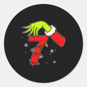 Lustige Nummer 7 Weihnachten 67 Sechs Sieben Meme Runder Aufkleber