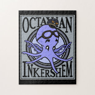 LUSTIGE OCTOPUS-PILOT-ILLUSTRATION VERTIKALES PUZZ
