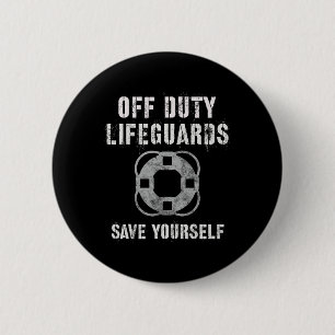 Lustige Off-Duty-Rettungsschwimmer retten sich sel Button