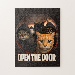Lustige "Öffne die Tür" Katzen in Hoodies