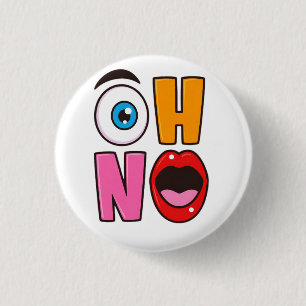 Lustige „Oh Nein“-Cartoon-Etikett für funkelnden W Button