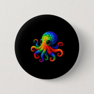 Lustige Oktopusliebhaber Polka Punkt Kunststudent Button