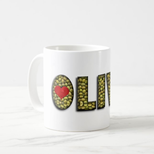 Lustige olivgrüne Herz-grüne Kaffeetasse (Vorderseite Links)