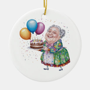 Lustige Oma Blumen-Schürze Geburtstags-Kunst Keramik Ornament